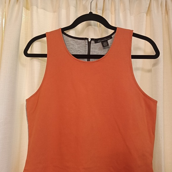 Kenneth Cole New York Orange/Black/Gray Color Block Zip Dress‎ Size L - Picture 3 of 6